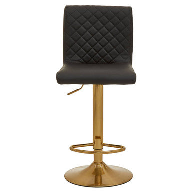 Baina Black & Gold Bar Stool With Round Base