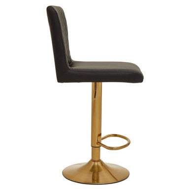 Baina Black & Gold Bar Stool With Round Base