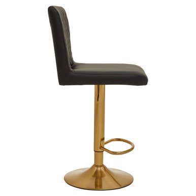 Baina Black & Gold Bar Stool With Round Base