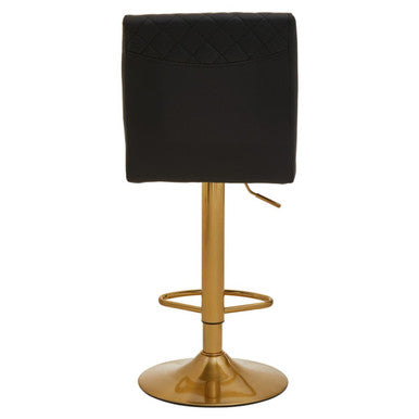 Baina Black & Gold Bar Stool With Round Base