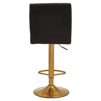 Baina Black & Gold Bar Stool With Round Base