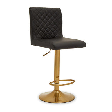Baina Black & Gold Bar Stool With Round Base