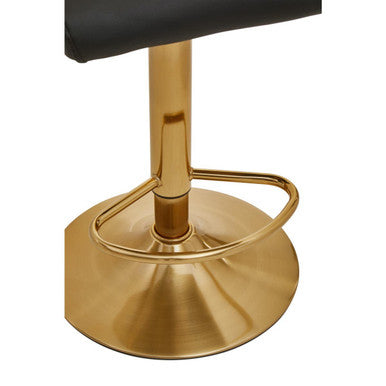 Baina Black & Gold Bar Stool With Round Base