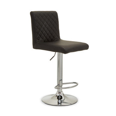 Baina Black & Chrome Bar Stool With Round Base