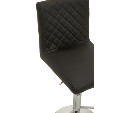 Baina Black & Chrome Bar Stool With Round Base