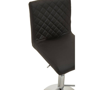 Baina Black & Chrome Bar Stool With Round Base