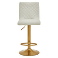 Baina White & Gold Bar Stool With Round Base