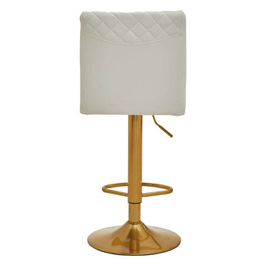 Baina White & Gold Bar Stool With Round Base