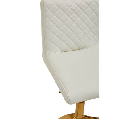 Baina White & Gold Bar Stool With Round Base