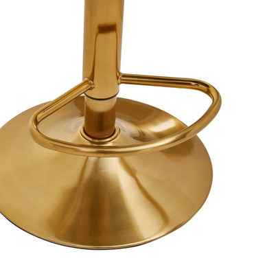 Baina White & Gold Bar Stool With Round Base