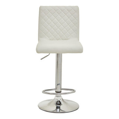 Baina White & Chrome Bar Stool With Round Base