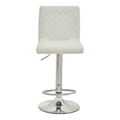 Baina White & Chrome Bar Stool With Round Base