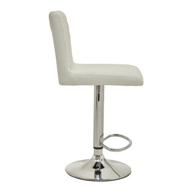 Baina White & Chrome Bar Stool With Round Base
