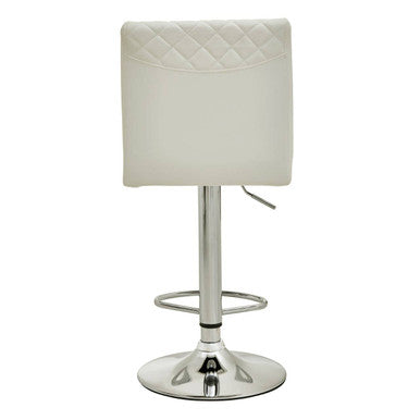 Baina White & Chrome Bar Stool With Round Base