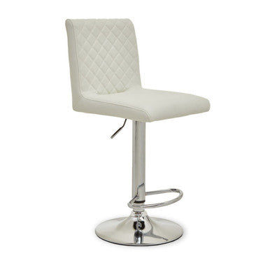 Baina White & Chrome Bar Stool With Round Base