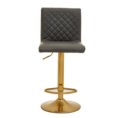 Baina Dark Grey & Gold Bar Stool With Round Base
