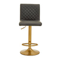 Baina Dark Grey & Gold Bar Stool With Round Base