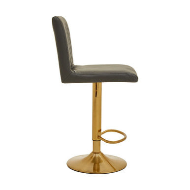 Baina Dark Grey & Gold Bar Stool With Round Base