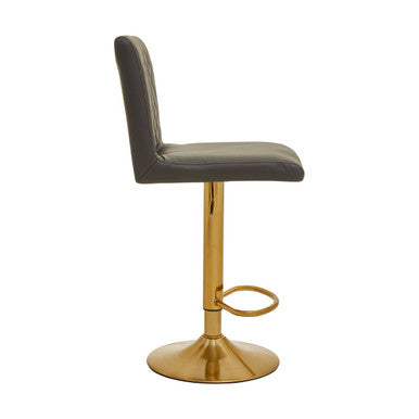 Baina Dark Grey & Gold Bar Stool With Round Base