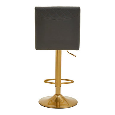 Baina Dark Grey & Gold Bar Stool With Round Base