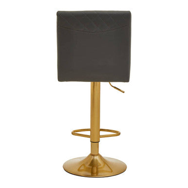 Baina Dark Grey & Gold Bar Stool With Round Base