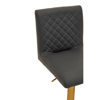 Baina Dark Grey & Gold Bar Stool With Round Base