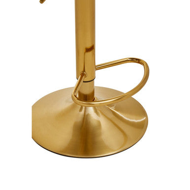 Baina Dark Grey & Gold Bar Stool With Round Base
