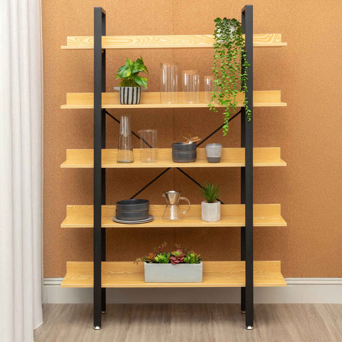 Laxton 5 Tier Light Oak Shelving Unit