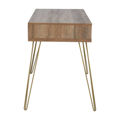 Flori Three Drawer Gold Contemporary Desk