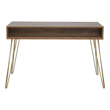 Flori Three Drawer Gold Contemporary Desk