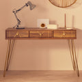 Flori Three Drawer Gold Contemporary Desk