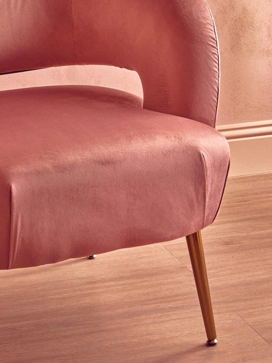 Larissa Pink Velvet Curved Accent Chair