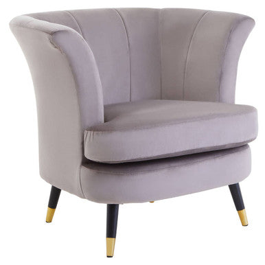 Loretta Mink Velvet Curved Accent Chair