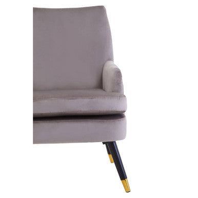 Loretta Mink Velvet Accent Chair With Wooden Legs