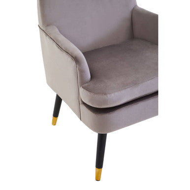 Loretta Mink Velvet Accent Chair With Wooden Legs
