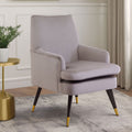 Loretta Mink Velvet Accent Chair With Wooden Legs
