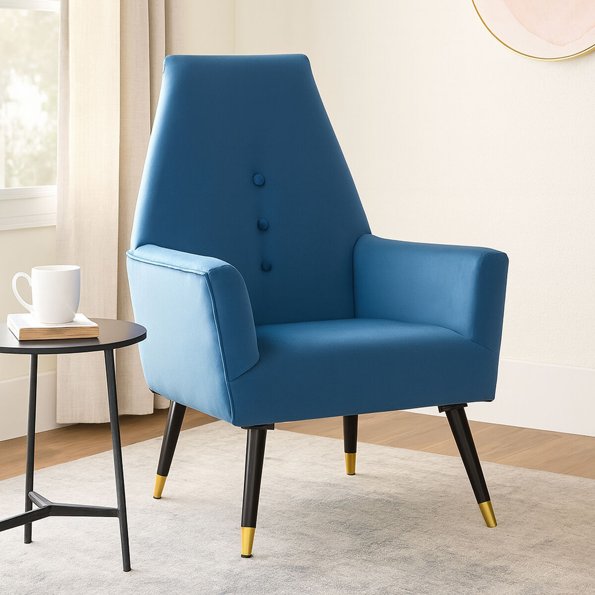 Loretta Midnight Blue Velvet Button Detail Chair