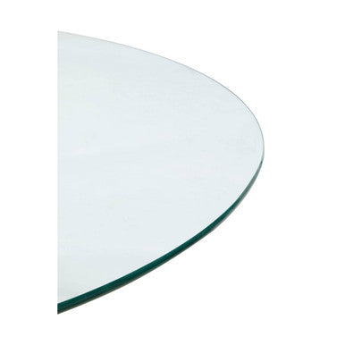 Clear Glass Top Round Dining Table With Black Wood Metal Legs, Salford