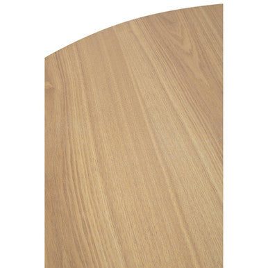 Natural Wood Veneer Top Round Dining Table With Black Metal Legs, Salford
