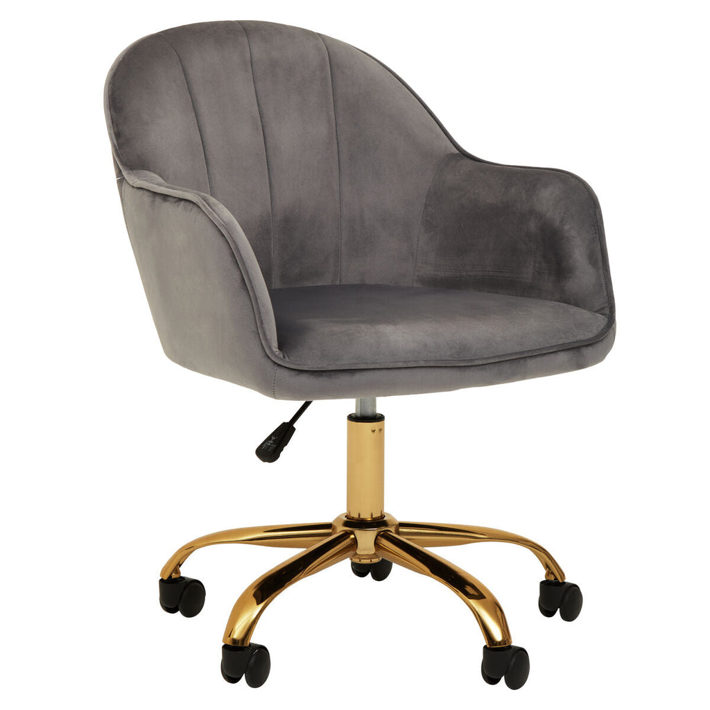 Brent Grey Velvet & Gold Base Home Office Chair