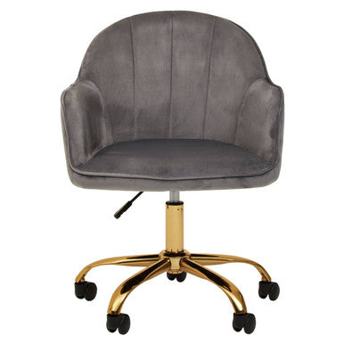 Brent Grey Velvet & Gold Base Home Office Chair