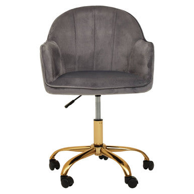 Brent Grey Velvet & Gold Base Home Office Chair