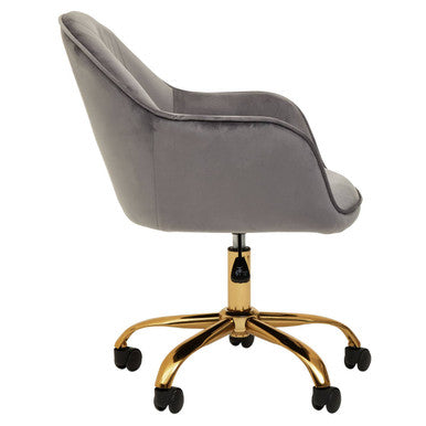 Brent Grey Velvet & Gold Base Home Office Chair