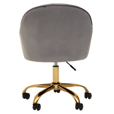 Brent Grey Velvet & Gold Base Home Office Chair