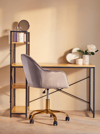 Brent Grey Velvet & Gold Base Home Office Chair