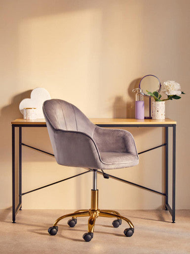 Brent Grey Velvet & Gold Base Home Office Chair
