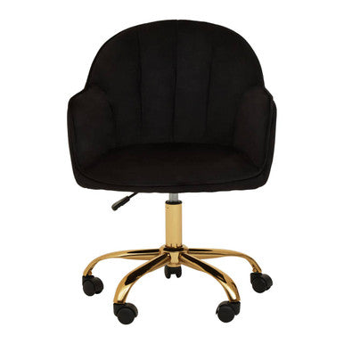 Brent Black Velvet & Gold Base Home Office Chair