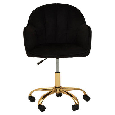 Brent Black Velvet & Gold Base Home Office Chair