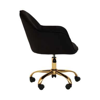 Brent Black Velvet & Gold Base Home Office Chair