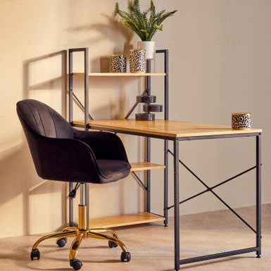 Brent Black Velvet & Gold Base Home Office Chair